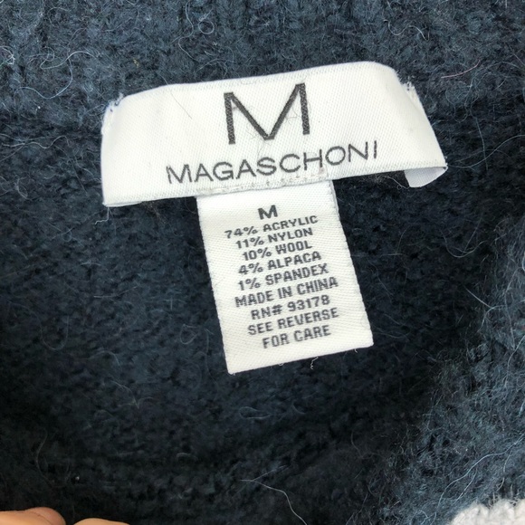 Magaschoni men’s navy and gray wool alpaca blend striped sweater - Picture 2 of 5